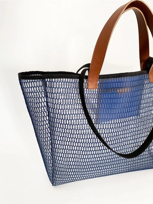 Heybes Kadın Mavi Petek Desenli Şeffaf Büyük Boy Plaj ve Alışveriş Shopper Tote Omuz Çantası