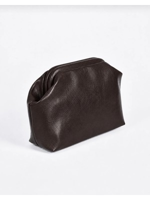 Heybes Kadın Acı Kahve Vegan Deri Clutch El Çantası