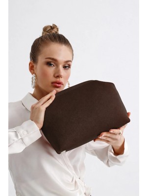 Heybes Kadın Kahverengi Askılı Clutch Portföy El Çantası
