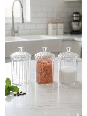 iselahome Averna Cam Saklama Kabı – Çay Kahve Bakliyat Kavanozu 500 Ml-3 Adet