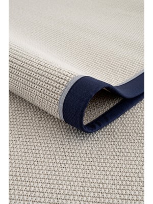 Veja Home Sahara BORDURE-B3610A Krem Bordür Lacivert Mavi Bordürlü Sisal Hasır Dokuma Halı – Tozumaz, Hav Vermeyen