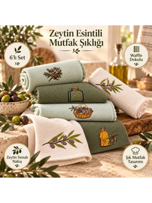 Efendioğlu Türcan OLİVE LUXSE MUTFAK KURULAMA BEZİ 6 LI SET ULTRA EMİCİ İZ BIRAKMAZ HIZLI KURUYAN PREMIUM ZEYTİN DESENLİ BULAŞIK VE TEZGAH TEMİZLEME  EKONOMİK AVANTAJLI SET
