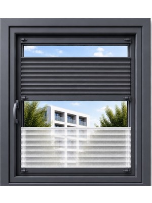 Sineklikstore Perde + Tül Çift Sistem Plise Perde - Cam Balkon Perdesi - Ofis Perdesi - Mutfak Perdesi - Salon Perdesi