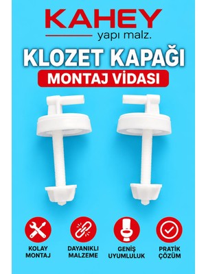 Kahey Plastik Ayarlı Klozet Kapağı Montaj Vidası Seti /altdan Sıkmalı