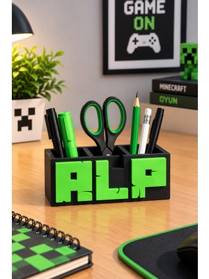 Neo Gift Minecraft Çocuk Isimli Masaüstü Kalemlik Kişiye Özel Hediye