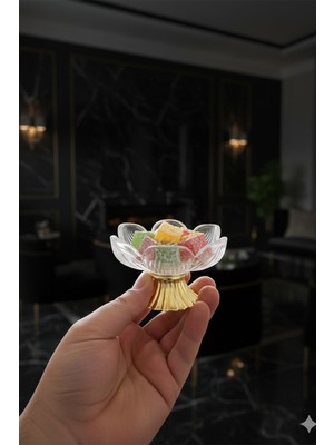 iselahome Lotessa Gold Ayaklı Cam Lotus Sunumluk 6’lı Set-Şekerlik Lokumluk Kahve Yanı Ikramlık