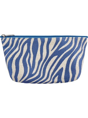 Eklips Mavi Zebra Makyaj Çantası