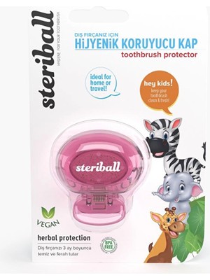 2 Adet Steriball Çocuk Zebra Fırça Koruyucu Kap (Açık Pembe)