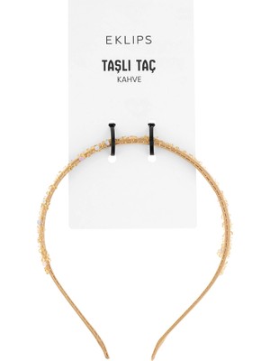 3 Adet Eklips Kahve Taşlı Taç