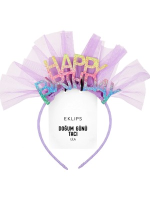 5 Adet Eklips Doğum Günü Happy Birthday Tacı Lila