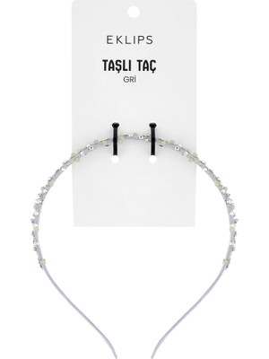 5 Adet Eklips Taşlı Taç Gri
