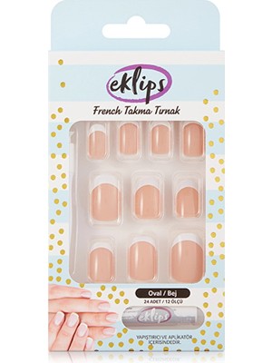 5 Adet Eklips Takma Tırnak French Bej Oval 24'lü
