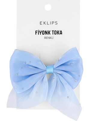2 Adet Eklips Taşlı Fiyonk Toka Mavi