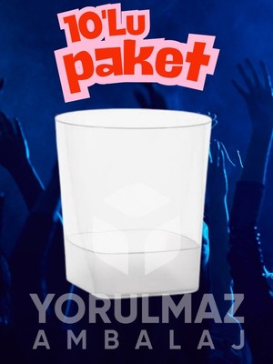 Yorulmaz Ambalaj 🥃 Kare Plastik Viski & Meşrubat Bardağı 220 cc – 10’lu Paket