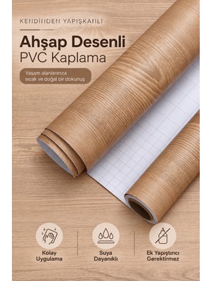 Deconitte Kendinden Yapışkanlı Doğal Meşe Ahşap Desenli Mobilya Dolap Masa Tezgah Dekoratif Kaplama 60X100CM