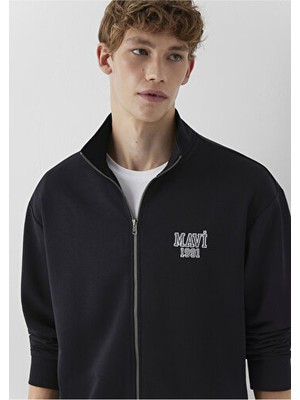 Mavi M0S10655-900 Mavi Logo Full Zıp Sweatshırt Siyah Erkek Sweatshirt