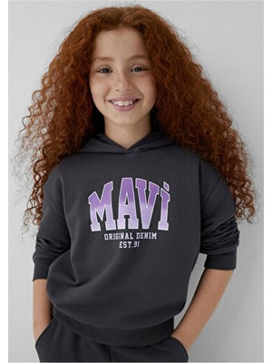 Mavi M7S10179-70087 Mavi Baskılı Sweatshırt Kömür Kız Çocuk Sweatshirt