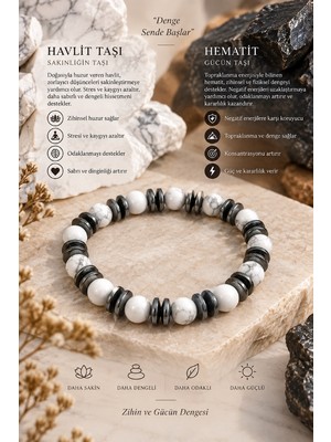 Lia Charm El Yapımı Havlit ve Hematit Doğal Taş Unisex Bileklik