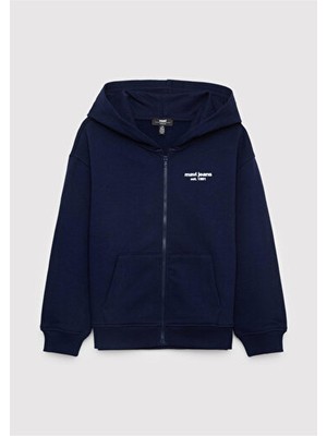 Mavi M6S10203-84371 Logo Sweatshırt Tam Fermuarlı Koyu Laciv Erkek Çocuk Sweatshirt