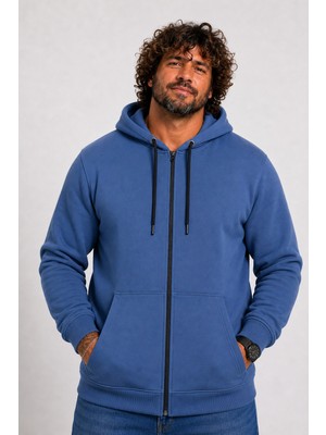 Starbattal Büyük Beden Unisex Kapüşonlu 3ip Sweat 11701 Indıgo