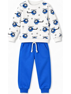 Yiğit Butik Erkek Bebek Helikopter Desenli Uzun Kollu Alt Üst Takım 9-12 Ay – 3-4 Yaş