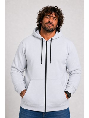 Starbattal Büyük Beden Unisex Kapüşonlu 3ip Sweat 11701 Grı
