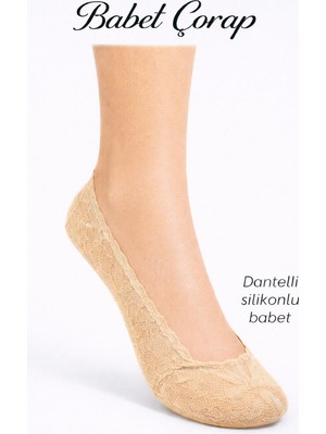 Tarz Babet Çorap Dantelli Silikonlu Babet 6 Lı Set Ten Rengi