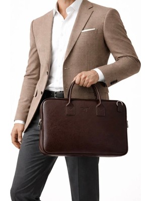 Sanmorris Unisex 15.6 Inç Uyumlu Suni Deri Darbe Korumalı Laptop ve Evrak Çantası