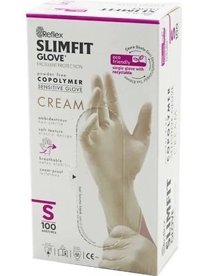 SS Home Concept Reflex Slimfit Glove KOD-030 S Krem Pudrasız Muayene Eldiven 100LÜ