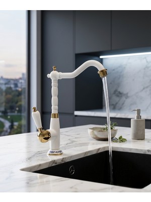 Titanium Design Porselenli Rustik Eviye Bataryası