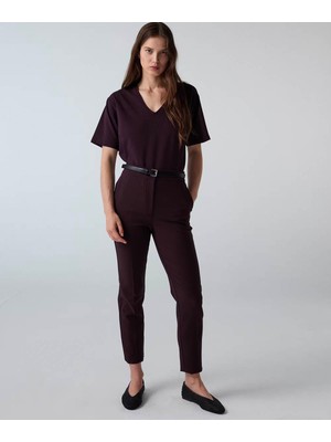 İpekyol Ipekyol Elastik Bel Skinny Fit Mürdüm Kadın Pantolon IW6260003153