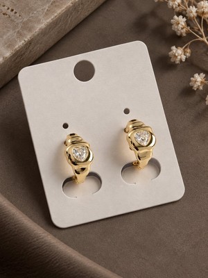 Serelya Xuping Zirkon Taşlı Kalp Model Gold Renk Kadın Küpe