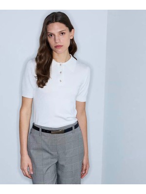İpekyol Ipekyol Polo Yaka Triko Ekru Kadın Kazak IW6260050177