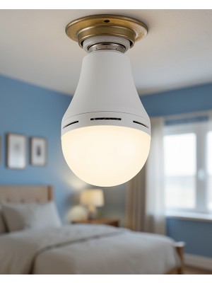Alemdar Pazarlama Şarjlı LED Ampul 6500K Soğuk Beyaz E27 Duy Enerji Tasarruflu