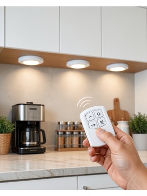 Alemdar Pazarlama Spot Lamba LED Işık 3'lü Uzaktan Kumandalı Pilli Yapışkanlı Kablosuz Yeni Nesil