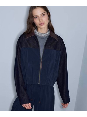 İpekyol Ipekyol Kontrast Yaka Bomber Lacivert Kadın Ceket IW6260005118