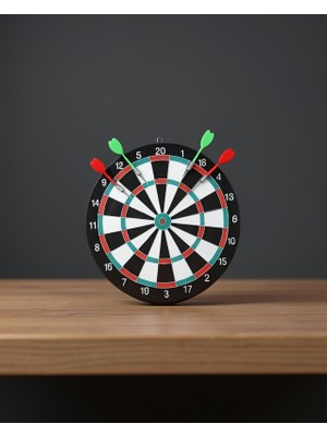 Alemdar Pazarlama 17 Inç Dart Tahtası Seti Ahşap 4 Metal Iğne Uçlu Ok