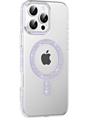 Jenerik Joko  Iphone 16 Pro Max Move Taşlı Magsafe Kapak - Lila