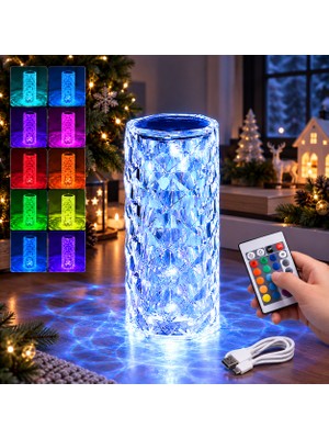 Kuzey Oyuncak Yüksek Kalite Renkli Kristal Masa Lambası USB Rgb Multi Colors Totch Lamp Kumandalı Yılbaşı Işığı