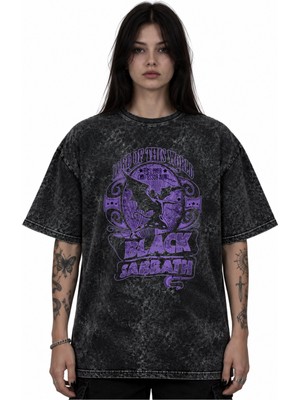Sevbano Black Sabbath Rock Metal Müzik Grubu Baskılı Unisex Oversize Vintage Yıkamalı Tişört