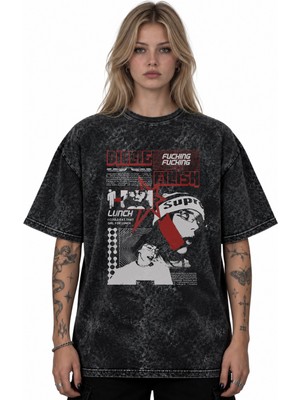 Sevbano Billie Eilish Şarkıcı Baskılı Unisex Oversize Vintage Yıkamalı Tişört