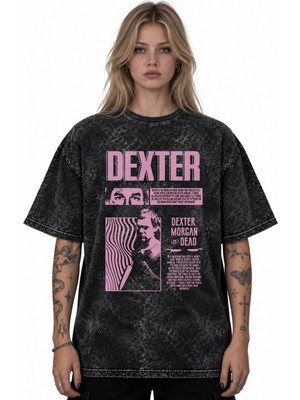 Sevbano Dexter Dizi Baskılı Unisex Oversize Vintage Yıkamalı Tişört