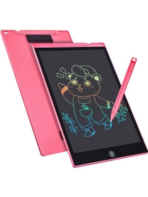 TeknoKapsül 12 Inc Renkli LCD Grafik Dijital Kalemli Çizim Tableti Yazı Tahta Not Yazma Eğitim Tableti Pembe