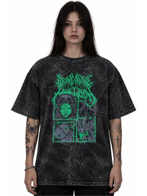 Sevbano Bring Me The Horizon Rock Metal Müzik Grubu Baskılı Unisex Oversize Vintage Yıkamalı Tişört