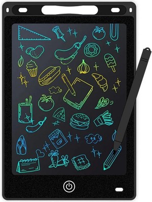 TeknoKapsül 12 Inc Renkli LCD Grafik Dijital Kalemli Çizim Tableti Yazı Tahta Not Yazma Eğitim Tableti Siyah