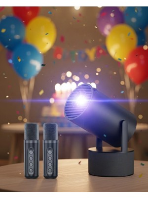 Epilons Akıllı Projeksiyon Cihazı Karaoke Mikrofonlu 1080P Android Yeni Nesil