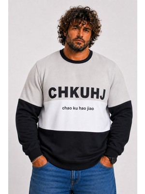 Starbattal Büyük Beden Bisiklet Yaka 3ip Sweat Chao Ku 25721 Grı