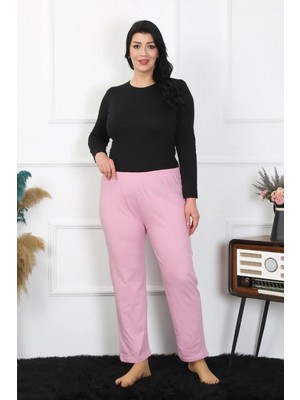 Pileli Store Kadın Büyük Beden Pembe Tek Alt Pijama