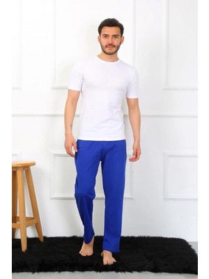 Pileli Store Erkek Pamuk Saks Tek Alt Pijama