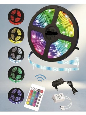 TKÇ Kumandalı Rgb Şerit LED 5 Metre Esnek
